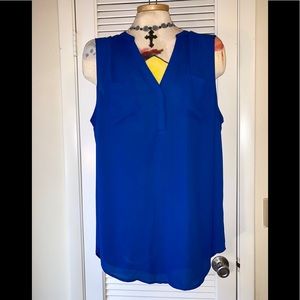 Torrid royal blue semi-sheer hi-low sleeveless top
